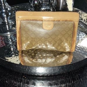 Vintage Celine Macadam Clutch/Pouch Beige Leather